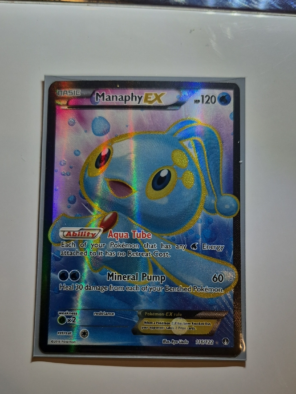 Pokemon Manaphy EX Holographic Card - Blue & Gold